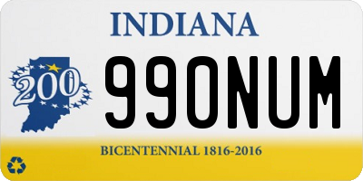 IN license plate 990NUM