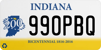 IN license plate 990PBQ