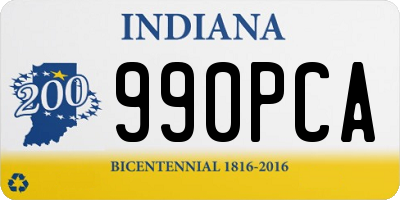 IN license plate 990PCA