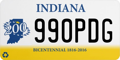 IN license plate 990PDG