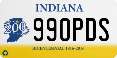 IN license plate 990PDS