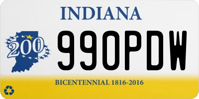 IN license plate 990PDW