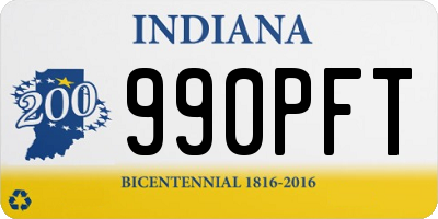 IN license plate 990PFT