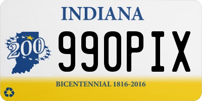 IN license plate 990PIX