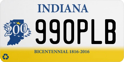 IN license plate 990PLB