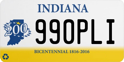 IN license plate 990PLI