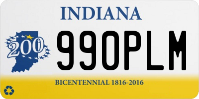 IN license plate 990PLM