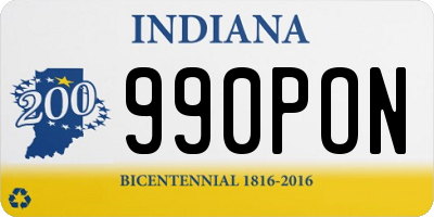 IN license plate 990PON