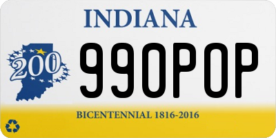 IN license plate 990POP