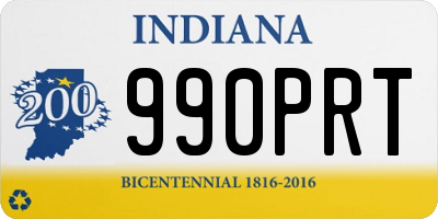 IN license plate 990PRT