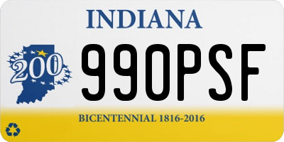 IN license plate 990PSF