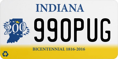 IN license plate 990PUG