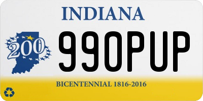 IN license plate 990PUP