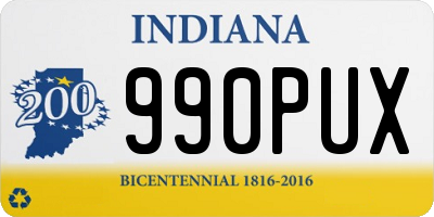 IN license plate 990PUX