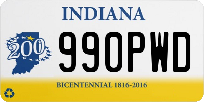 IN license plate 990PWD