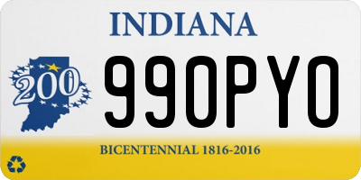 IN license plate 990PYO