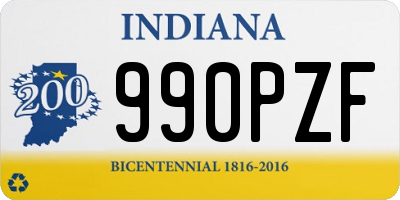 IN license plate 990PZF