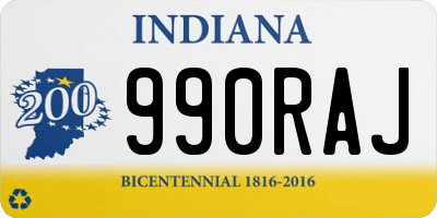 IN license plate 990RAJ