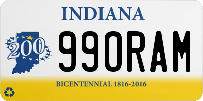 IN license plate 990RAM