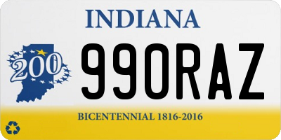 IN license plate 990RAZ