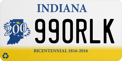 IN license plate 990RLK