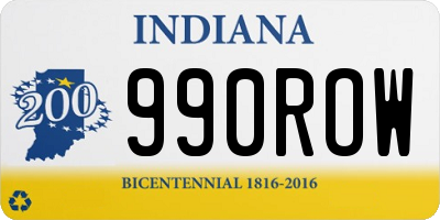 IN license plate 990ROW