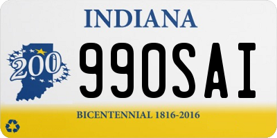 IN license plate 990SAI