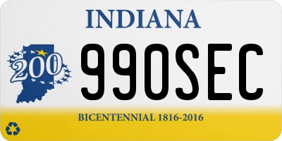 IN license plate 990SEC