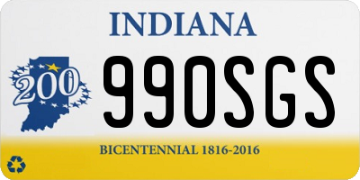 IN license plate 990SGS