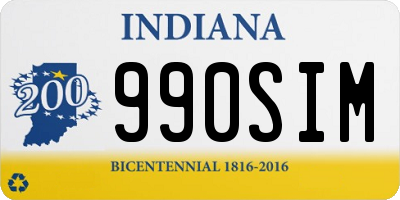 IN license plate 990SIM