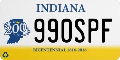 IN license plate 990SPF