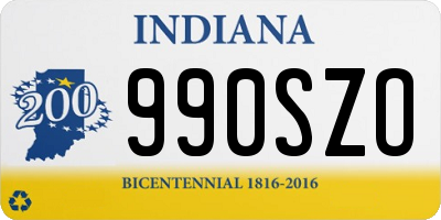 IN license plate 990SZO