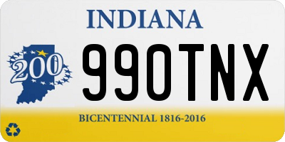 IN license plate 990TNX