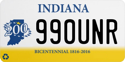 IN license plate 990UNR