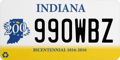 IN license plate 990WBZ