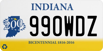 IN license plate 990WDZ
