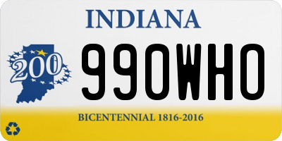 IN license plate 990WHO