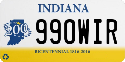 IN license plate 990WIR