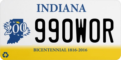 IN license plate 990WOR