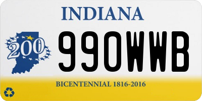 IN license plate 990WWB