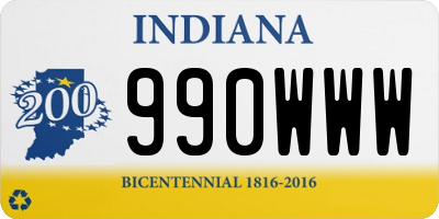 IN license plate 990WWW