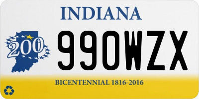 IN license plate 990WZX