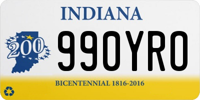 IN license plate 990YRO