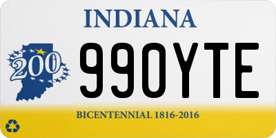 IN license plate 990YTE