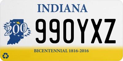 IN license plate 990YXZ