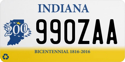 IN license plate 990ZAA