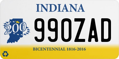 IN license plate 990ZAD