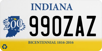 IN license plate 990ZAZ