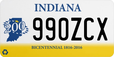 IN license plate 990ZCX