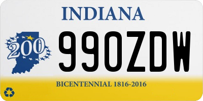 IN license plate 990ZDW